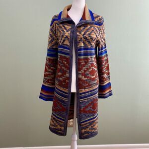 Spense Knits Long Aztec Cardigan Sweater Boho Multicolor Womens Medium